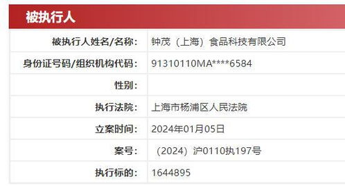 钟薛高子公司被执行超164万